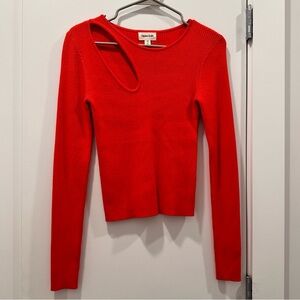 Nordstrom Open Edit Cut out bright red long sleeve top